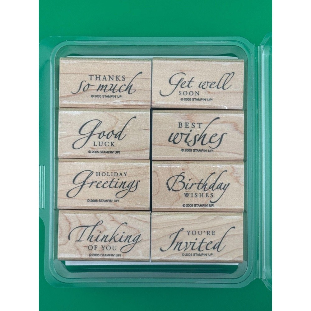 Stampin Up Sincere Salutations Retired 8pc Greeting Sentiment Stamp Set 2005